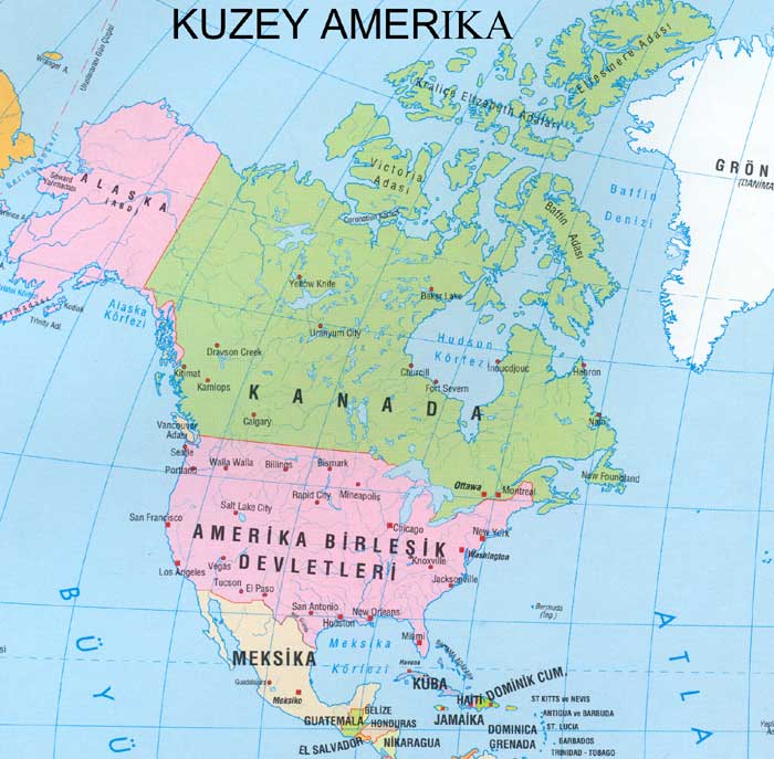 Kuzey Amerika Siyasi Haritas 