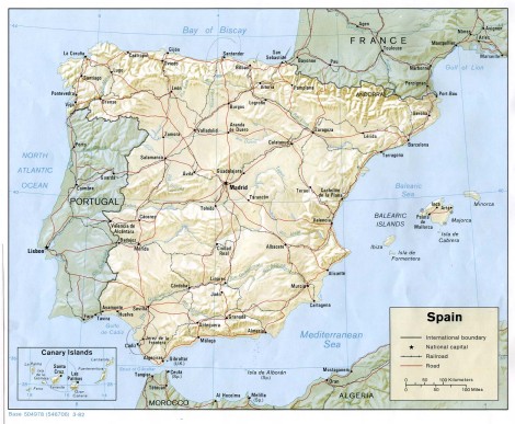İspanya Fiziki Haritası